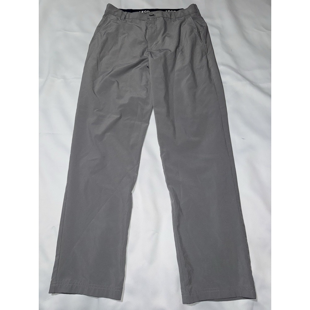IZOD Golf Performance Pants Men's 32x32 Gray Stretch Flat Front